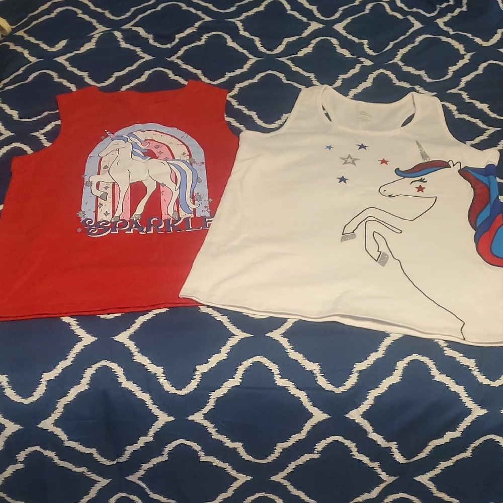 Celebrate It Unicorn Kids Tank Tops - Red and White